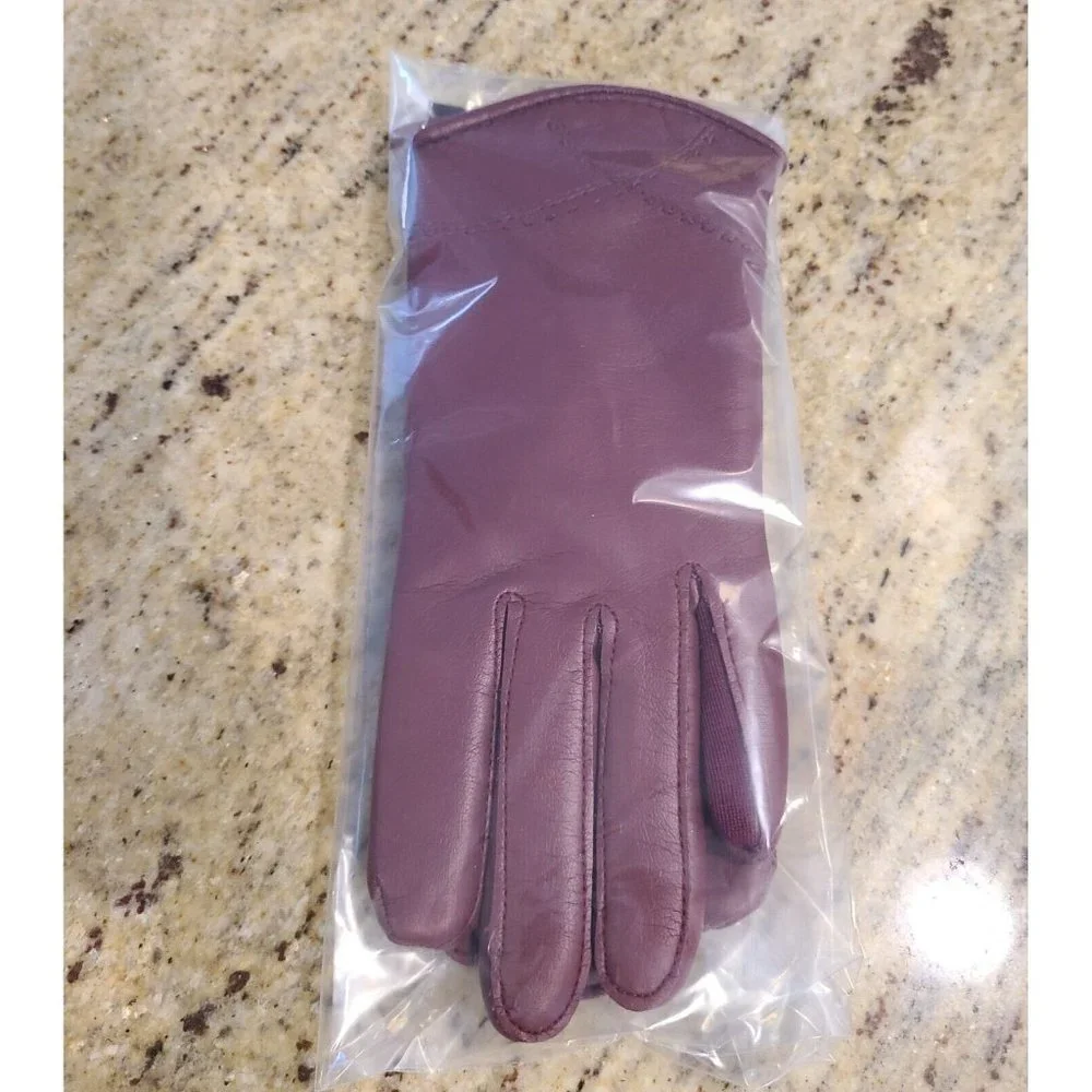 Vintage Size S/M Rusty Brown Sears Faux Leather Knit Lined Driving Gloves